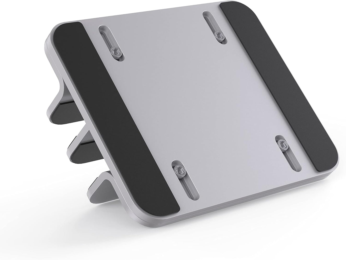 JOKItech Dual Aluminum Vertical Laptop Stand Organizer, Sturdy Notebook Computer Holder Stand Compatible with New Liquid Retina XDR Apple MacBook Air/Pro/Neo, Mac mini, Apple TV & iPad Pro - Spacegray