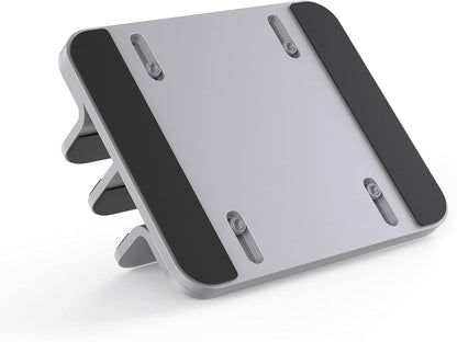 JOKItech Dual Aluminum Vertical Laptop Stand Organizer, Sturdy Notebook Computer Holder Stand Compatible with New Liquid Retina XDR Apple MacBook Air/Pro/Neo, Mac mini, Apple TV & iPad Pro - Spacegray