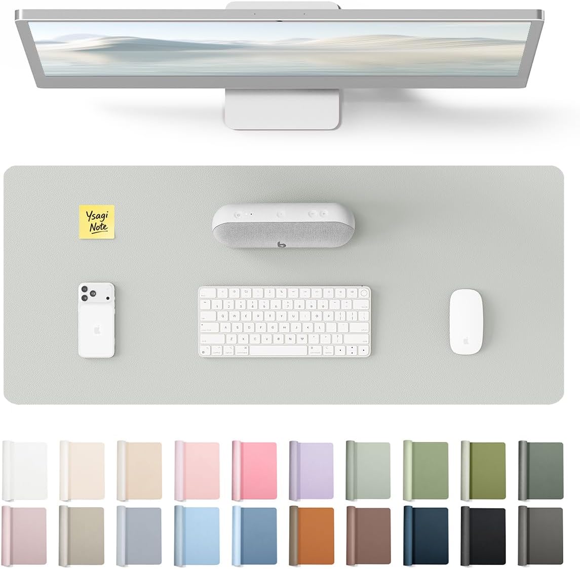 YSAGi Leather Desk Protector, Office Mat, Large Mouse Mat, Non-Slip PU Leather Blotter, Laptop Desk Mat, Waterproof Writing Pad for Office and Home (Black, 31.5" x 15.8") - Colors B