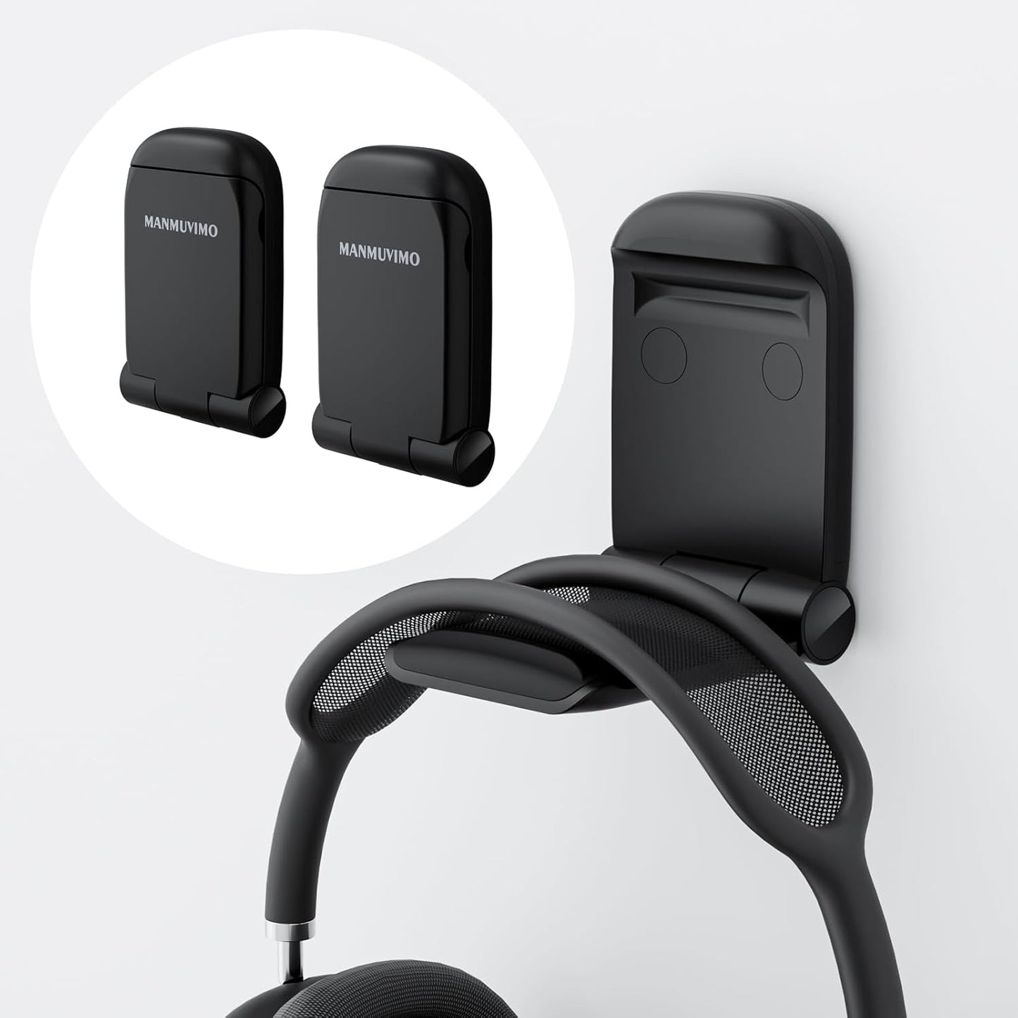 MAMUVIMO Headphone Stand, Headset Stand Foldable ＆ Sticky, Headphone Holder Hook Mount with Non-Slip Silicone, Adhesive Earphone Desk Hanger Clip Space-Saving for Airpods Max, All Earphones- Pink