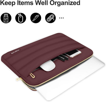 MOSISO Laptop Case 13.3 inch,13-13.3 inch Puffy Laptop Sleeve Compatible with MacBook Neo/Air 13.6 M5 M4 M3 M2 M1/Pro 13/14,HP Dell ASUS Lenovo,Polyester Horizontal Bag with Small Case, Sand