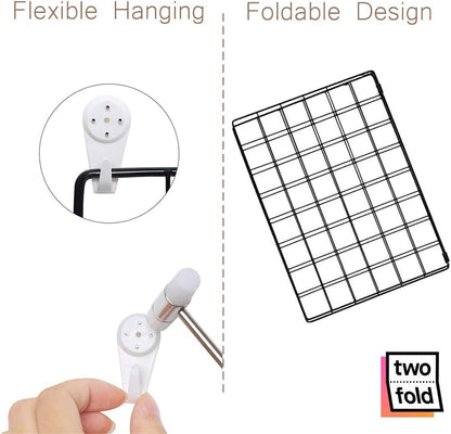 Wire Wall Grid Panel for Photo Display, DIY Iron Picture Frames Collage For Hanging Wall Decor, Foldable Multi Pictures Organizer with 12 Clips, 28'' X 22'' Inch.(2 Pack)