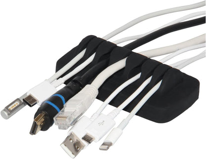 Desktop Cable Organizer, Weighted, Eco-Friendly Silicone, No Bad Smell, Bundled with 4 Reusable Cable Ties (Black)