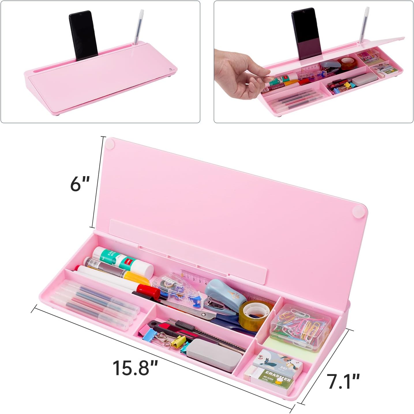 TSJ OFFICE Small Desktop Whiteboard -Glass Dry Erase Board Computer Keyboard Stand White Board Surface Pad with Drawer, Desk Organizers with Accessories for Office, Home, School Supplies - White