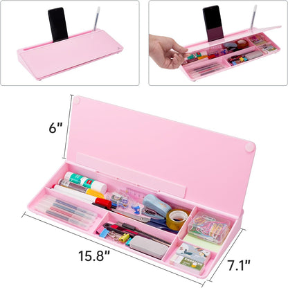 TSJ OFFICE Small Desktop Whiteboard -Glass Dry Erase Board Computer Keyboard Stand White Board Surface Pad with Drawer, Desk Organizers with Accessories for Office, Home, School Supplies - White
