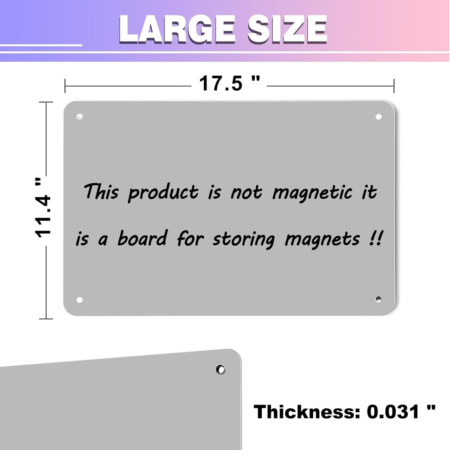 2Pack Black Magnetic Board,17.5" x 11.4" Magnet Bulletin Board to Display Magnetic Notes, Poetry, Photos, Suitable for Wall, Refrigerator, Cabinet etc, Come with 8 Pcs Dual Lock Tape and Screws