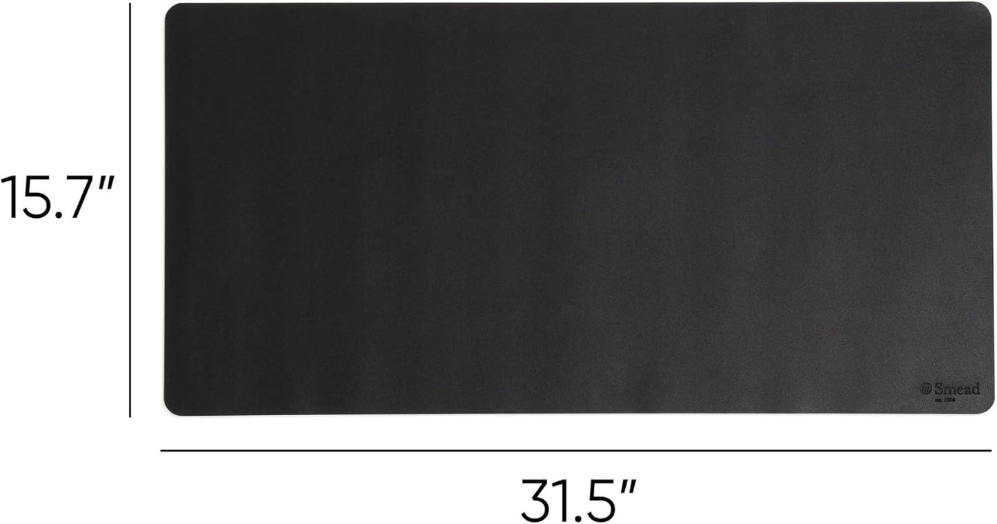 Smead Desk Pad, Vegan Leather Desk Mat with Non-Slip Faux Suede Backing, Perfect Desk Organizer for Office Decor, 31.5” x 15.7” Medium, Sandstone (64831)