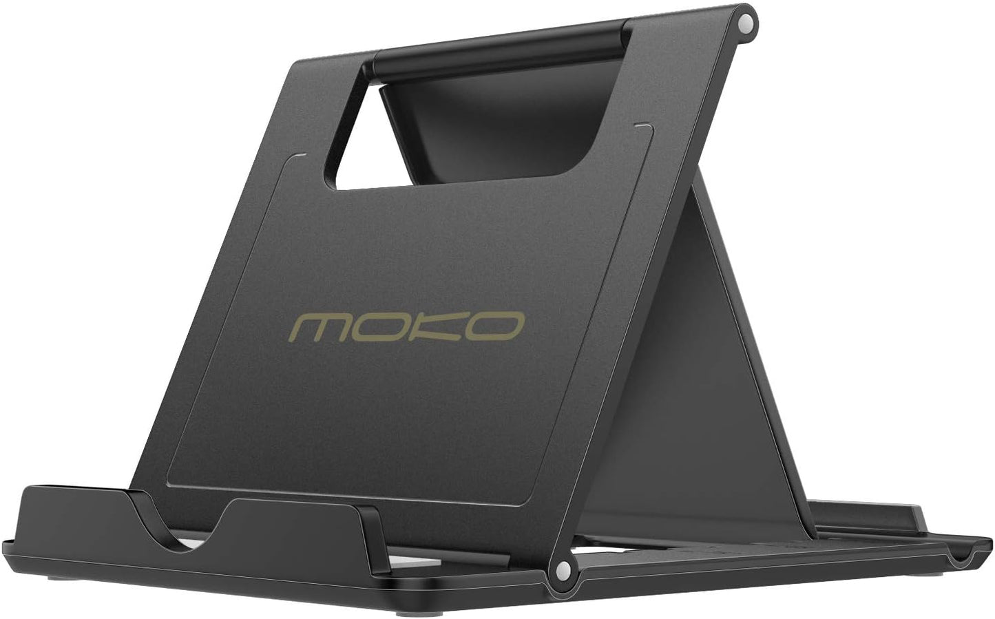MoKo Phone/Tablet Stand, Foldable Tablet Holder Compatible with iPhone 17/17 Air/17 Pro/17 Pro Max, iPhone 16/Pro/Pro Max/Plus, iPhone 15/Pro/Pro Max/Plus, iPhone 14/Pro/Pro Max/Plus, Black