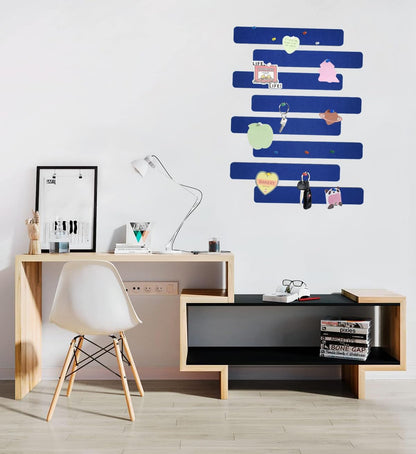 Vuzvuv 8 pcs Bulletin Board Bar Strips with 50 Pushpins & 10 Wooden Clip pins，Self Adhesive Cork Board for Wall，Felt Pin Board for School，Office Decor（Black White Grey）