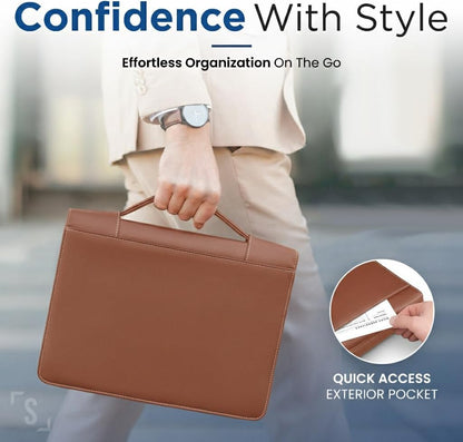 STYLIO Zipper Padfolio Portfolio Binder Organizer | Faux Leather Portfolio for Resume, Documents, Phone, Tablet, Business Supplies and Cards | Notebook Organizer with Letter Sized Notepad Included