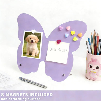 2 Pcs Magnetic Board, Black Magnet Message Board, 11"x7.8"Metal Magnetic Bulletin Board with 50pcs Memo Sheets and 8pcs Magnets, Magnet Display for Home, School, Kitchen, Office(Square,White)