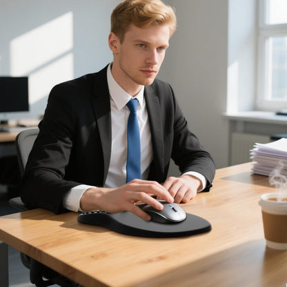 MROCO Ergonomic Mouse Pad with Wrist Support, Memory Foam Wrist Rest Mouse Pad, Non-Slip Base, Smooth Surface for Office & Home, Black