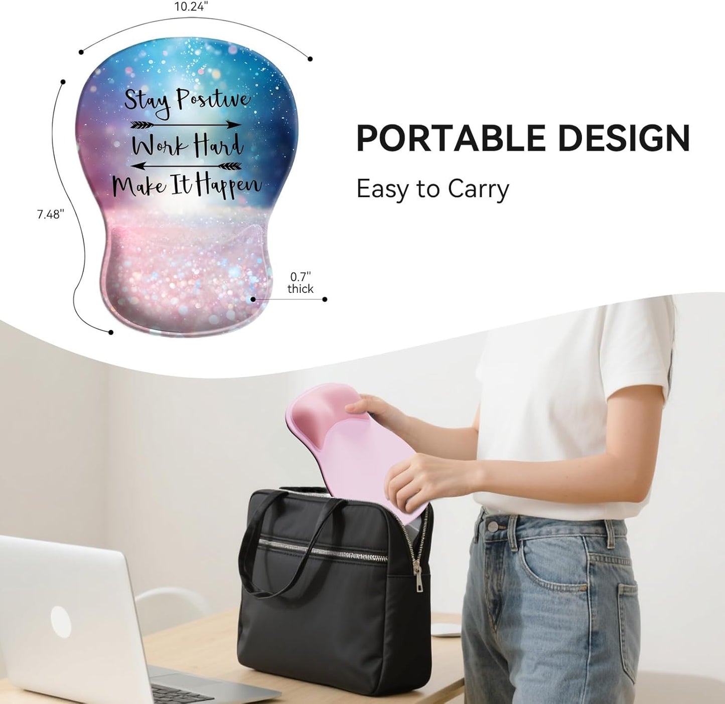 Ergonomic Mouse Pad with Wrist Rest,Cute Gel Mousepad Wrist Support - Small Mini Portable for Travel Mouse Pads for Desk Laptop,Computer,Office & Home Decor (Pink&Light Pink)