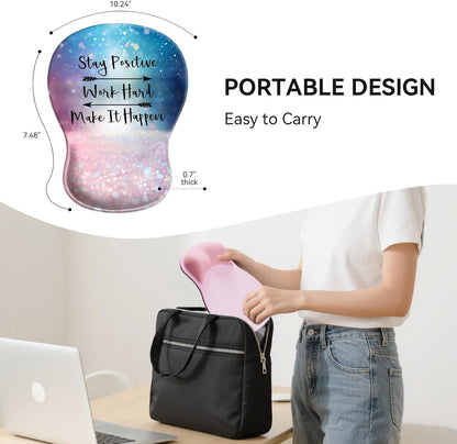 Ergonomic Mouse Pad with Wrist Rest,Cute Gel Mousepad Wrist Support - Small Mini Portable for Travel Mouse Pads for Desk Laptop,Computer,Office & Home Decor (Pink&Light Pink)