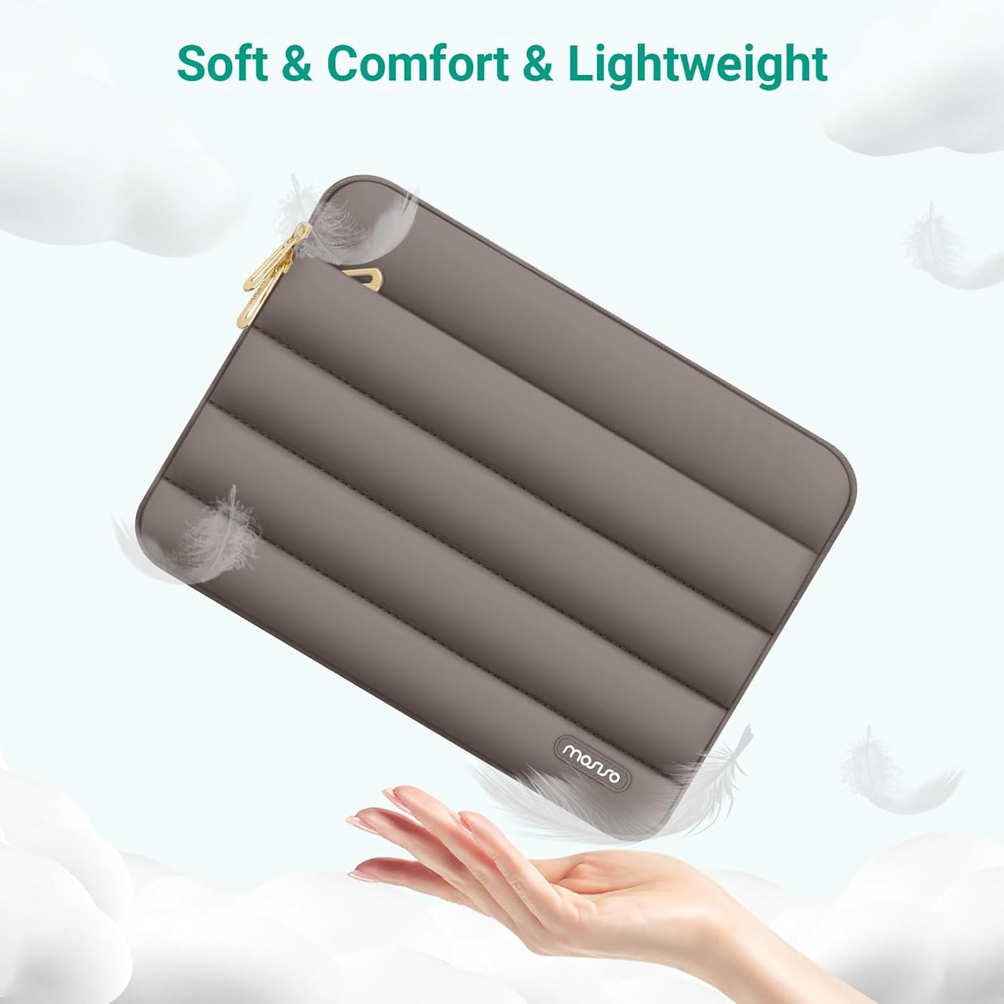MOSISO Laptop Case 13.3 inch,13-13.3 inch Puffy Laptop Sleeve Compatible with MacBook Neo/Air 13.6 M5 M4 M3 M2 M1/Pro 13/14,HP Dell ASUS Lenovo,Polyester Horizontal Bag with Small Case, Sand