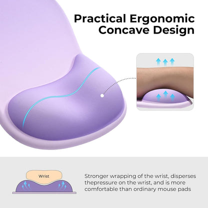 EooCoo Ergonomic Mouse Pad with Gel Wrist Rest Support, Middle Concave Design for Natural Wrist Alignment, Non-Slip Base Mousepad for Laptop, Computer, Office Desk Accessories, Carpal Tunnel Syndrome