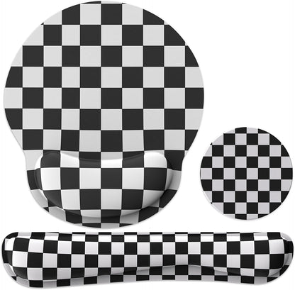 Ergonomic Mouse Pad with Wrist Rest and Keyboard Wrist Rest, Memory Foam Wrist Rest for Computer Keyboard, Easy Typing, Pain Relief, Mouse Pad Wrist Support for Gaming,Office, Laptop, Black Flower