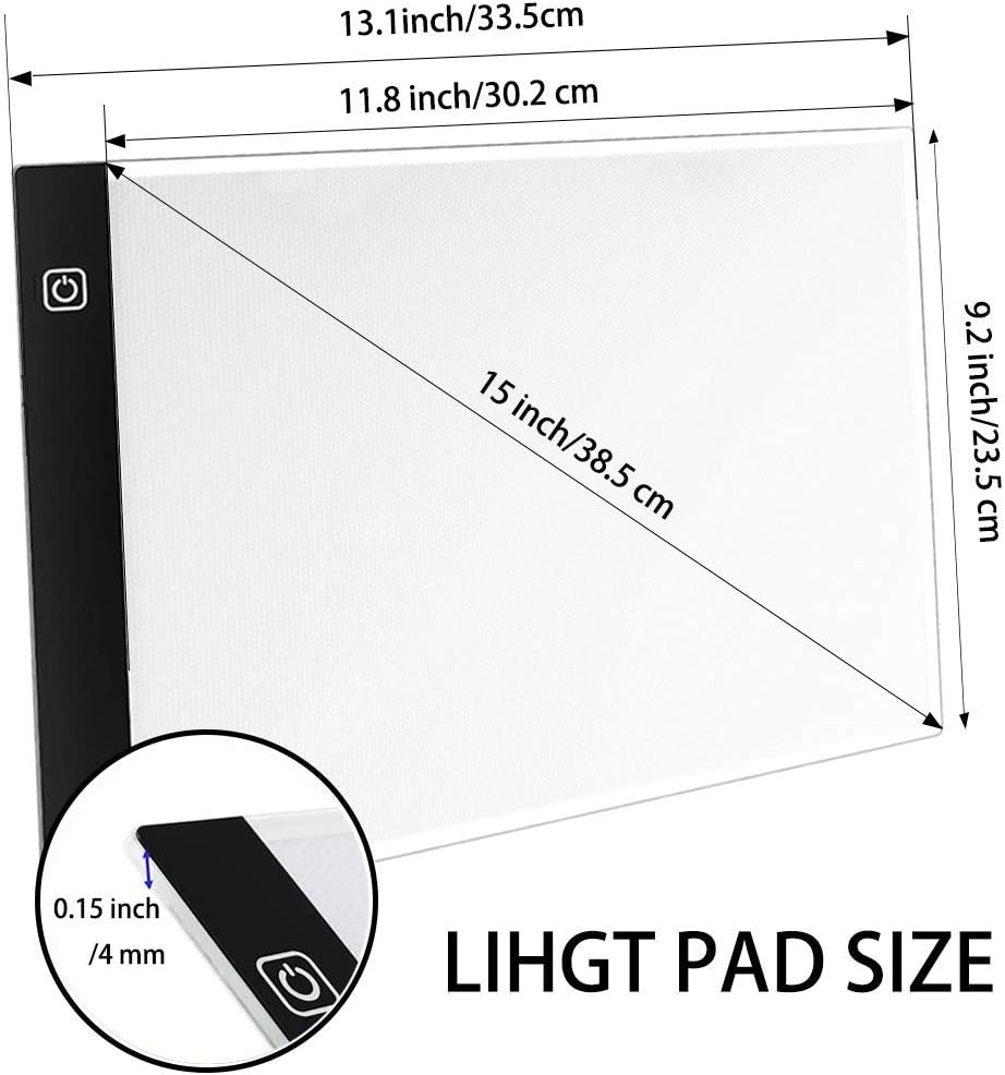 A4 Light Pad for Diamond Painting - Sponake Light Board Tracing with 3 Level Brightness Apply to Full Drill & Partial Drill 5D Diamonds Art - Craft, Sketching, Animation,Weeding Vinyl