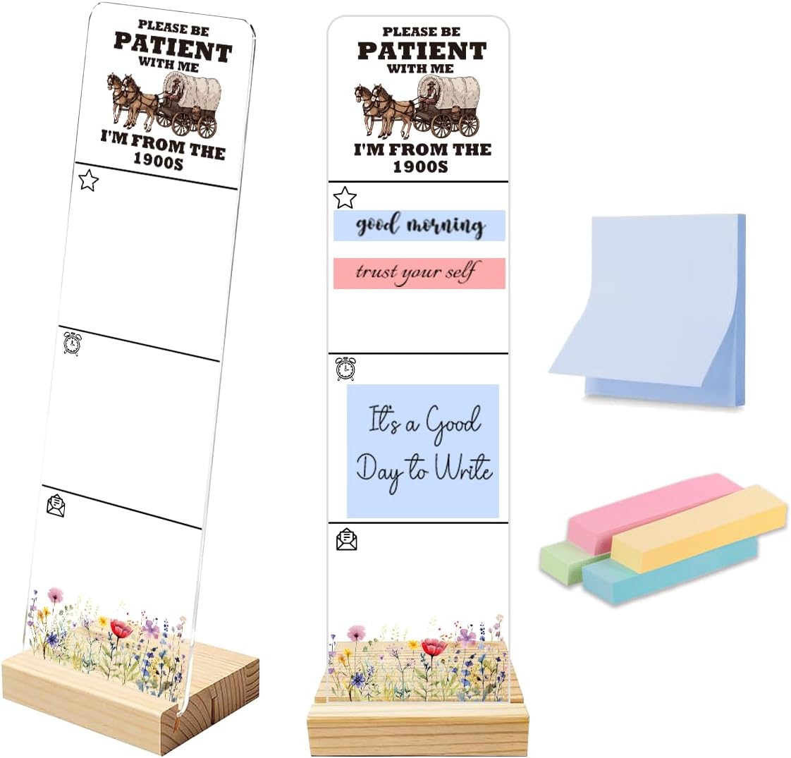 Sticky Note Holder Acrylic Monitor Memo Board Desk Organizers and Accessories Desk Decor Post It Note Holder with 200Pcs Sticky Notes Funny Sarcastic Office Positive Desk Sign