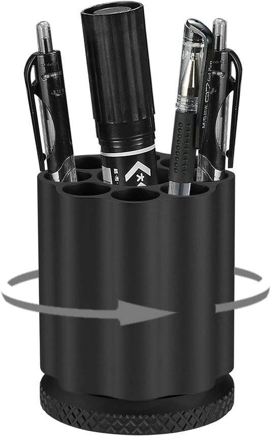 Rotating Revolver Pen Holder, Gun Cylinder Pen Holders, Favorite Pencil Holder and Perfect Stationery Supplies (Black)