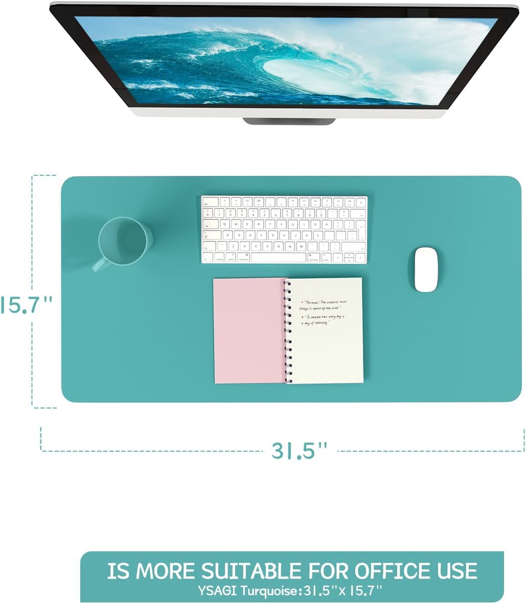 YSAGi Non-Slip Leather Desk Pad, Waterproof Laptop Computer Desk Keyboard Mat, Table Protector Blotter Mat, Large Mouse Pad for Office/Work/Home/Decor(Black, 31.5" x 15.7")