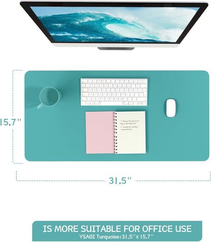 YSAGi Non-Slip Leather Desk Pad, Waterproof Laptop Computer Desk Keyboard Mat, Table Protector Blotter Mat, Large Mouse Pad for Office/Work/Home/Decor(Black, 31.5" x 15.7")