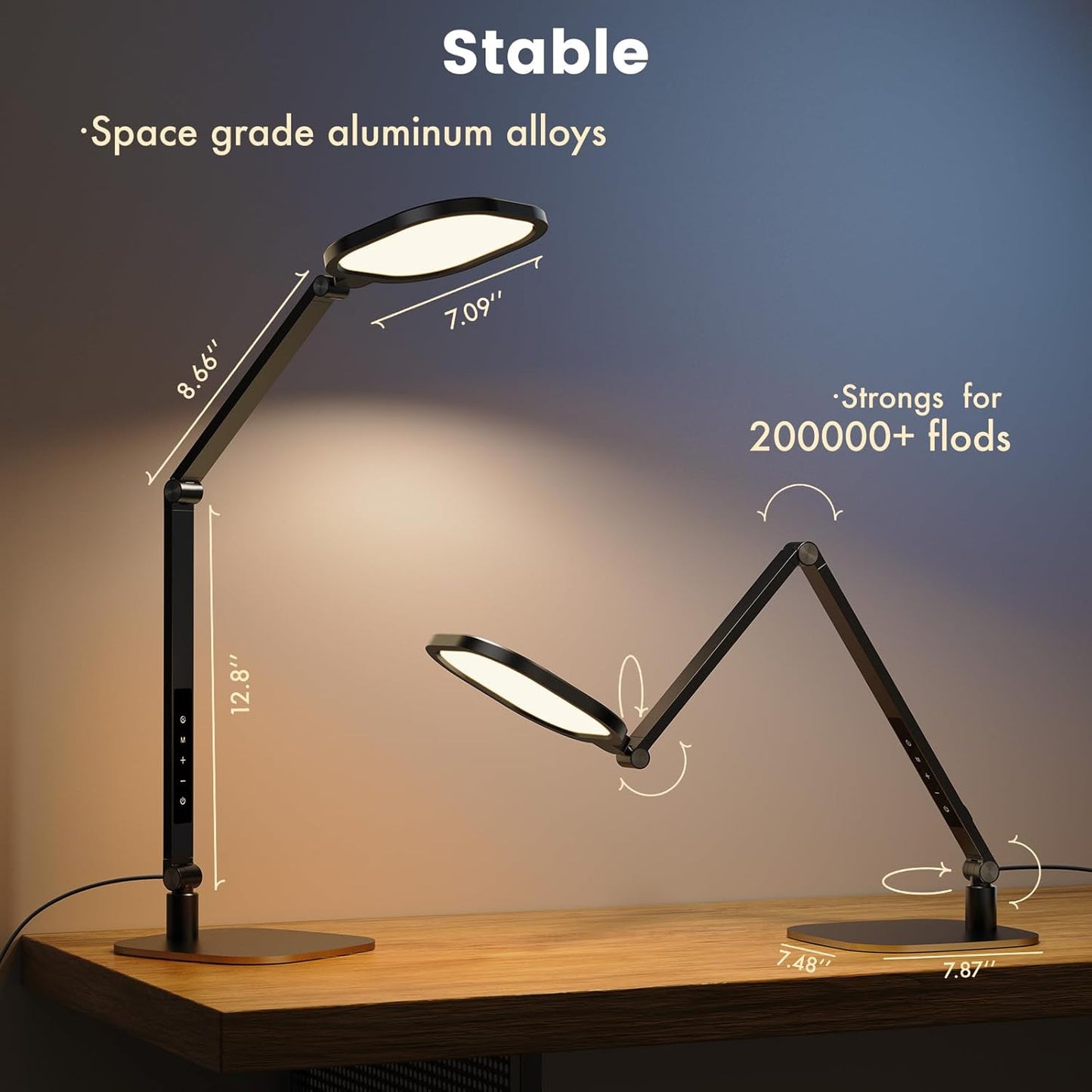 LitONES LED Desk Lamp for Home Office, 15W Desk Light with CRI >95, Memory & Timer Function, 1200LM Dimmable Computer Light for Video Calls, Conference, Reading, Study (White)