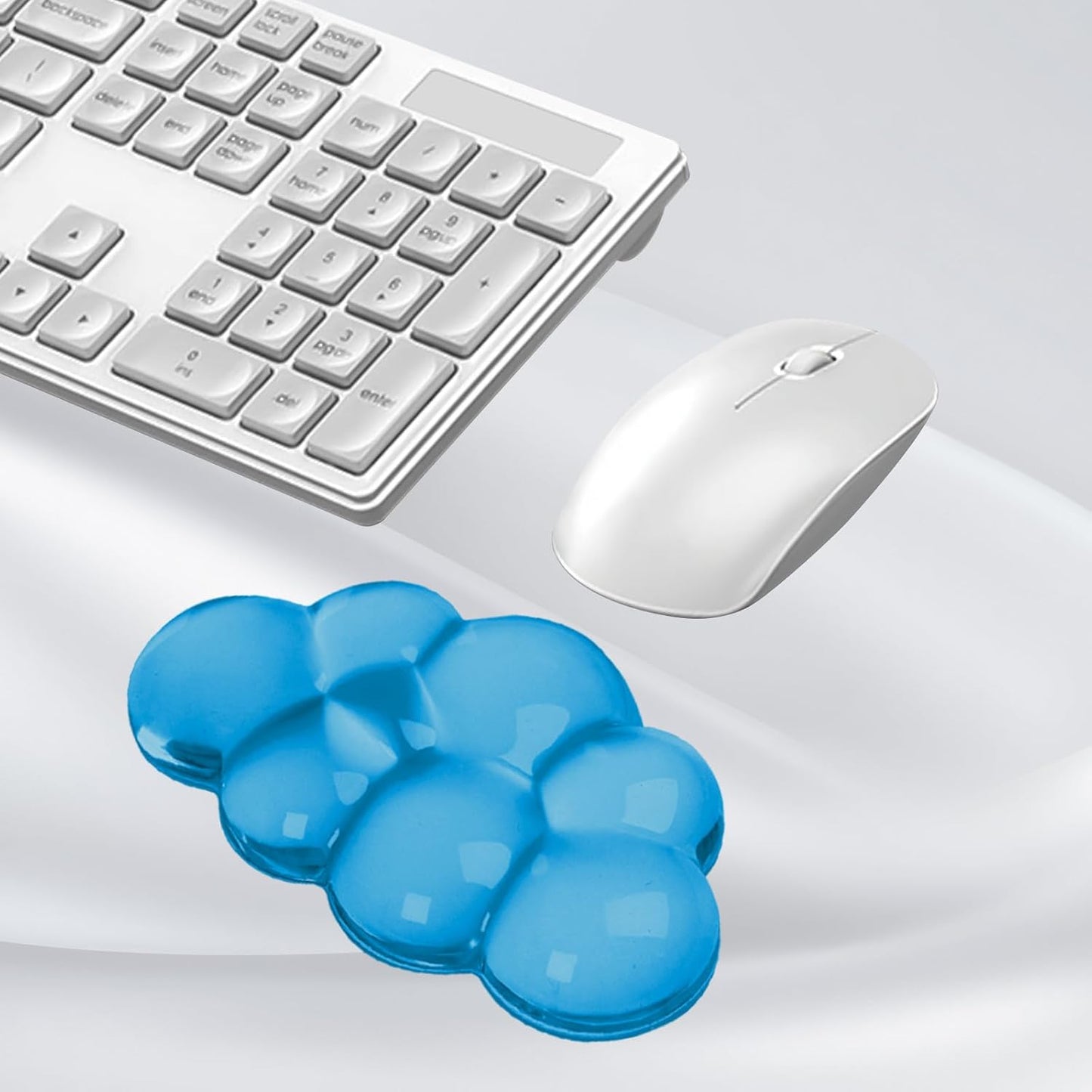 Gel Cloud Keyboard and Mouse Wrist Rest, Cute Wrist Support and Arm Support Keyboard Rest for Keyboard and Mouse Typing Pain Relief，Suitable for Office/Computer/Laptop/Gaming（White）