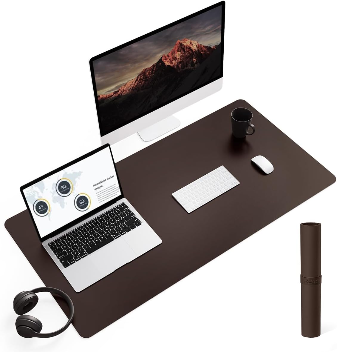 YSAGi Non-Slip Leather Desk Pad, Waterproof Laptop Computer Desk Keyboard Mat, Table Protector Blotter Mat, Large Mouse Pad for Office/Work/Home/Decor(Black, 31.5" x 15.7")