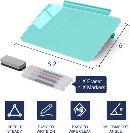 Small Desktop Glass Dry-Erase Whiteboard - 8 X 6 Inches Tabletop Easel Whiteboard with Stand, Desk Board Buddy for Artist, Teacher and Student