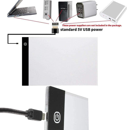 Portable A4 Tracing LED Board Light Box, Ultra-Thin Dimmable USB Cable Powered Artcraft Trace Light Pad Copy Boxes for Artists Tattoo Drawing, Sketching Tracer, Animation, X-ray