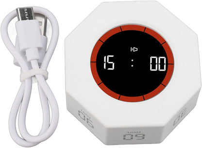 Fabater Pomodoro Timer, Hexagon Flip Timer, Desk Productivity Cube Timers with 1 3 5 15 30 60 90 Minute Presets, Time Management for Classroom Cooking Studying Working (Black)
