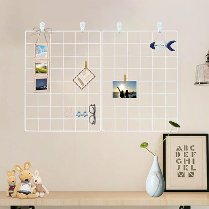 Wall Grid 2 Pack Wire Photo Grid Panels Black Memo Board Wall Organizer (black)