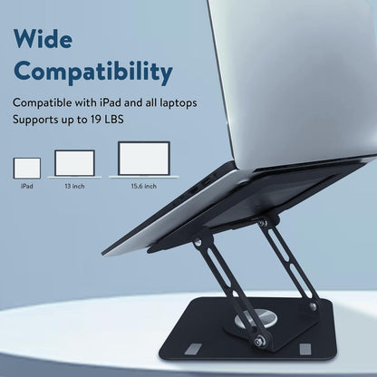 Uncaged Ergonomics Swivel Laptop Stand for Desk, Adjustable Computer iPad Stand for Desk w/ 360 Rotation, Portable Laptop Holder for Home Office Ergonomic Supplies