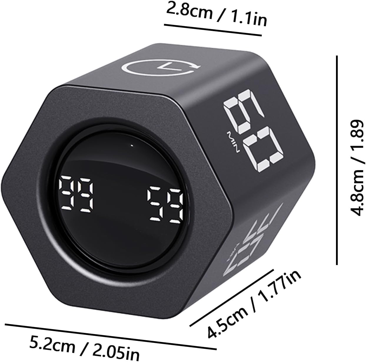 Rotating Cube Timer - 5/30/10/60min Presets, Gravity Sensor Pomodoro Stopwatch, 3 Sound Modes, ADHD Study Tool for Office/Kitchen/Classroom (F4 White)