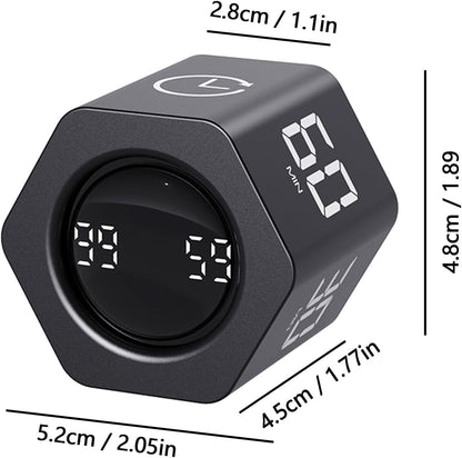 Rotating Cube Timer - 5/30/10/60min Presets, Gravity Sensor Pomodoro Stopwatch, 3 Sound Modes, ADHD Study Tool for Office/Kitchen/Classroom (F4 White)
