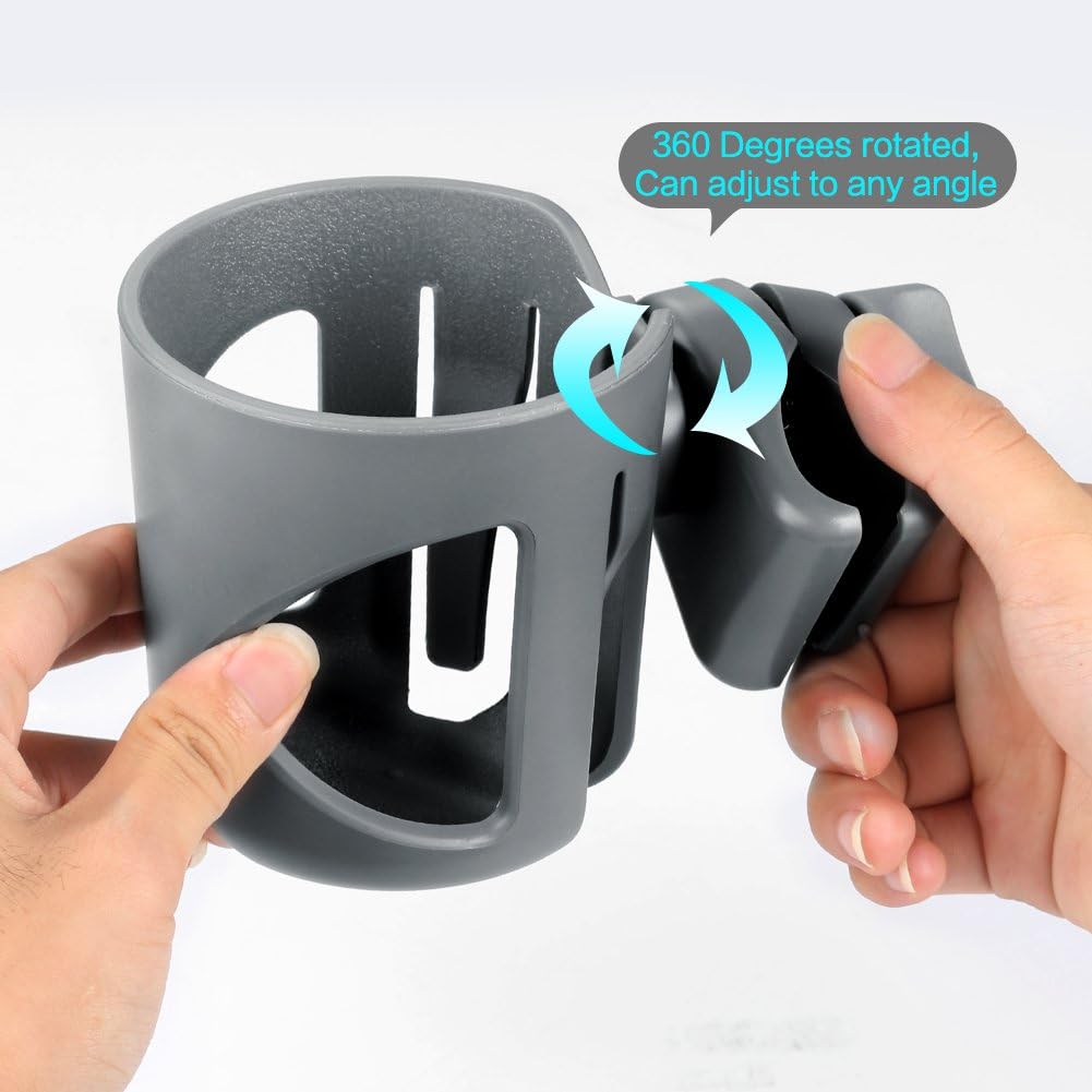 Accmor Stroller Cup Holder, Universal Cup Holder for Stroller Walker Bike, 360° Rotatable Large Caliber Designed Bottle Holder for Stroller, Bike, Wheelchair, Scooter
