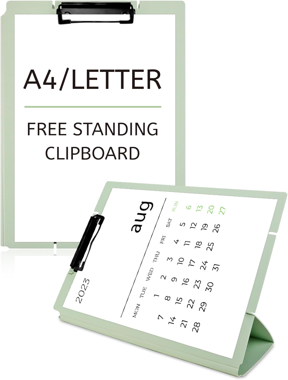 Free Standing Clipboard and Desktop Stand with Adjustable Buckles Easel Back - Foldable Stand and Document Holder for School, Office and Business Use (9.37 x 12.6 inches) (Black)