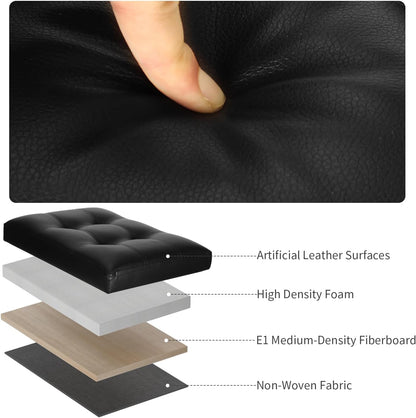 BelugaHelper Storage Ottoman Foot Rest Stool, Foldable Leather Footstool Storage Bench with Thicker Foam Padded Seat. Foot Rest Under Desk for Living Room Bedroom 350 lbs, 17x13x13 in, Brown