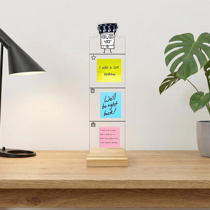 Monitor Memo Board Computer Monitor Memo Board Sticky Note Organizer Kidney Acrylic Desk Accessories Removable Wooden Base Set Sticky Notes 100 Sheets 11.8×3.1 inches