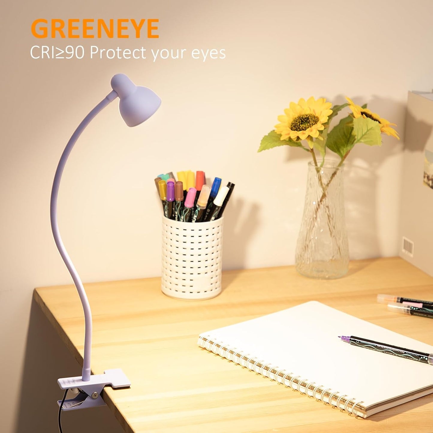 LiFMIRA Clip-on Reading Light - 3 Color Modes, 10 Dimmable Brightness, Eye Care Clamp Desk Lamp with Flexible Gooseneck for Reading in Bed, Desk, Headboard, Computer