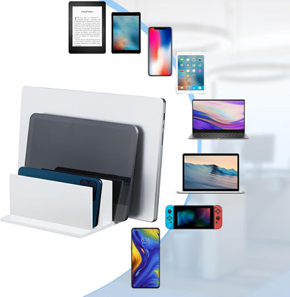 Frienda 1 Piece 4-Compartment Acrylic Vertical Laptop Stand, Can Accommodate with a Thickness of Less Than 2 cm, Fits Most Laptop (Black)