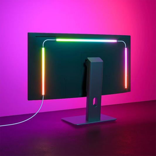 Monitor LED Backlights, RGB Screen Desk Light PC, Computer Light Bar Behind Monitor, LEDs for Desk Gaming, USB Port, LED Strip Lights that Sync with Screen Color or Music(24 inches)