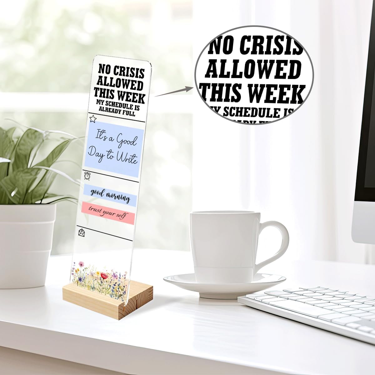 Sticky Note Holder Acrylic Monitor Memo Board Desk Organizers and Accessories Desk Decor Post It Note Holder with 200Pcs Sticky Notes Funny Sarcastic Office Positive Desk Sign