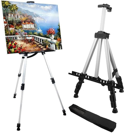 Art Easel Stand for Painting and Sign - RRFTOK 17 to 66 Inch Adjustable Aluminum Tripod Easels for Display, Portable Canvas and Poster Stand with Carry Bag for Beginners, Students and Classroom Use