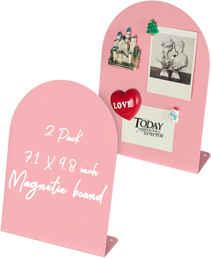 Magnet Board - Pink, 7.1 x 9.8 x 2.4 in, Standing Magnetic Board for Desk, Magnetic Display for Memos, Photos & Documents, Bulletin Board for Home Office School Kitchen Table Supplies(PK-GX1825-1P)