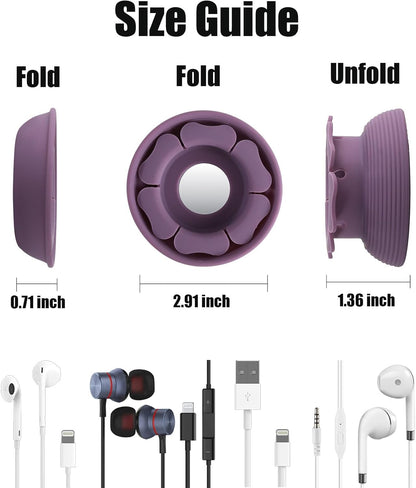 MAIRUI Wired Earbud Case Earphone Headphone Cord Organizer Earbuds Wrap Soft Silicone Magnetic Holder Storage Tangle Free Cable Winder(Red)