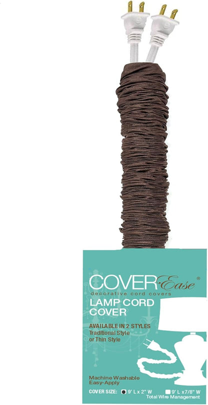 Cream COVEREase Lamp Cord Cover 9 ft Faux Silk Fabric Cover - Cable Sleeve, Wire Cover, Cord Hider for Cable Management for Electrical Lighting Fixtures. (1 PK)