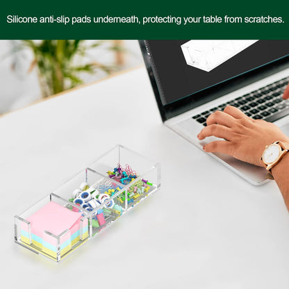 Acrylic Sticky Note Holder, Self-Stick Note Pad Holder W/O Pads - Note Dispenser Memo Pad Holder Desk Organizer for School Office Home (3''x3'' Clear)