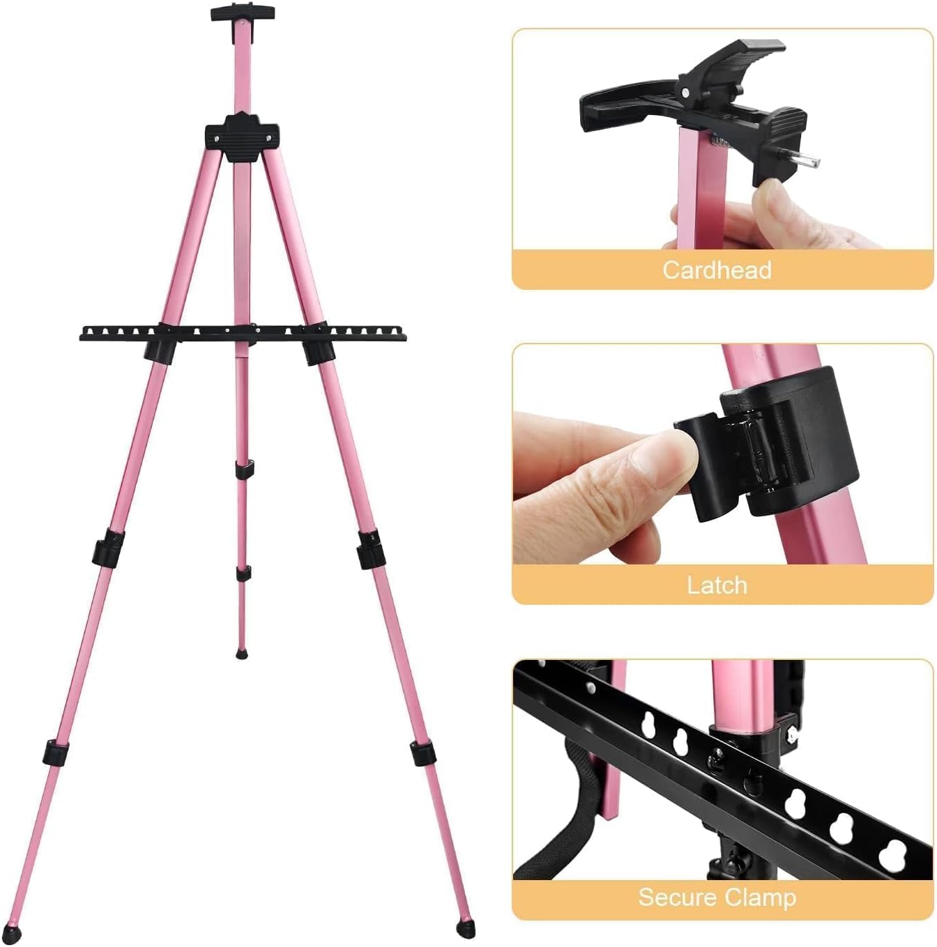 Art Easel Stand for Painting and Sign - RRFTOK 17 to 66 Inch Adjustable Aluminum Tripod Easels for Display, Portable Canvas and Poster Stand with Carry Bag for Beginners, Students and Classroom Use